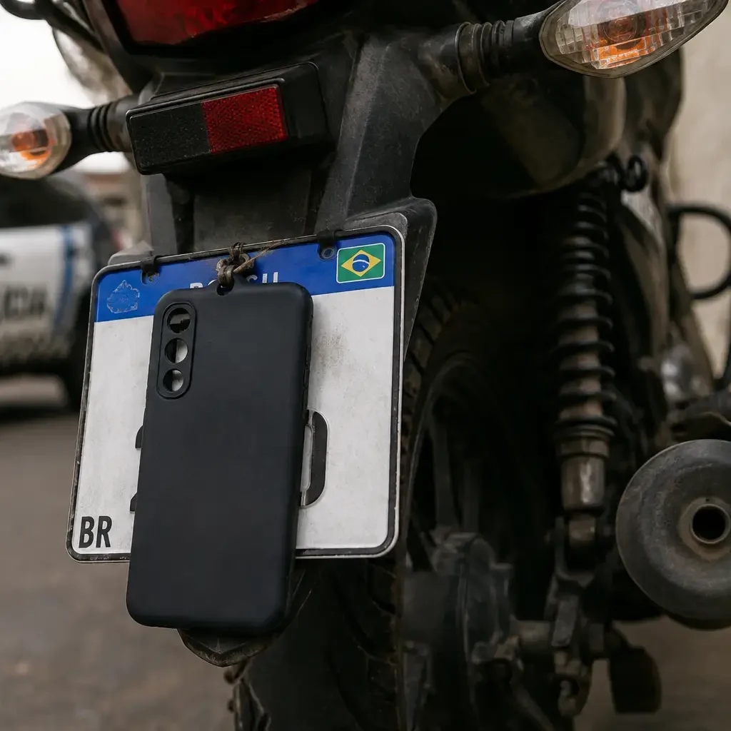 Dois homens são levados à delegacia após ocultarem placa de motocicleta com capa de celular em Manaus